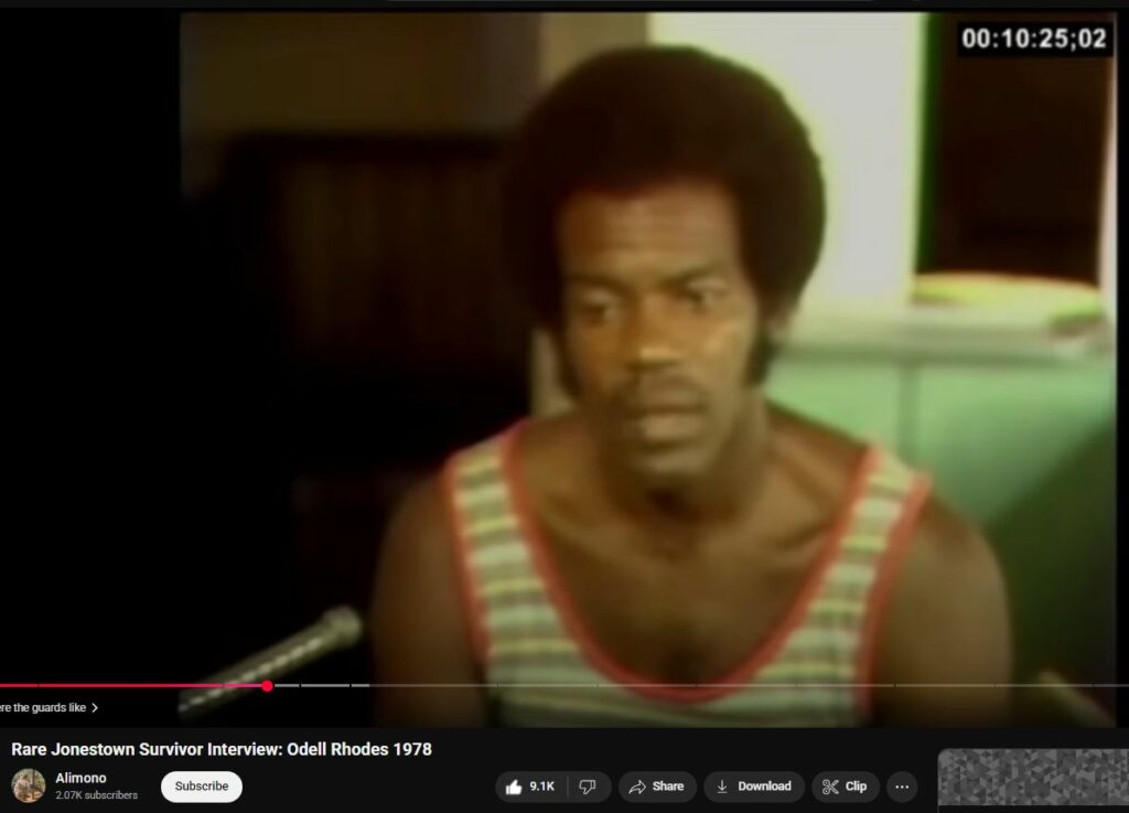 Rare Jonestown Survivor Interview Odell Rhodes 1978